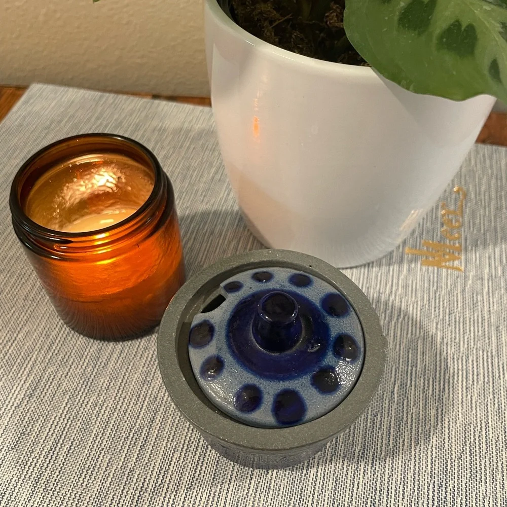 Vintage Salt-Glazed Cobalt Stoneware Pot